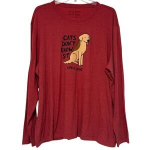 Men's Life Is Good Long Sleeve Crewneck T-Shirt, Size XXXL